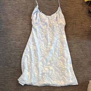 Abercrombie & Fitch Blue and White Marble-Print Slip Dress